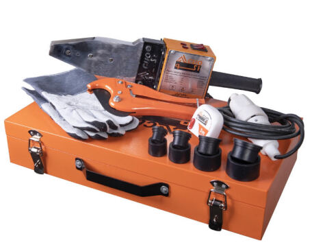 اتو لوله کشی با لوازم آکو Acuo ،pipe Welding Machineقیچی، متر، سیم سیار، لقمه ، نارنجی، آچار آلن 